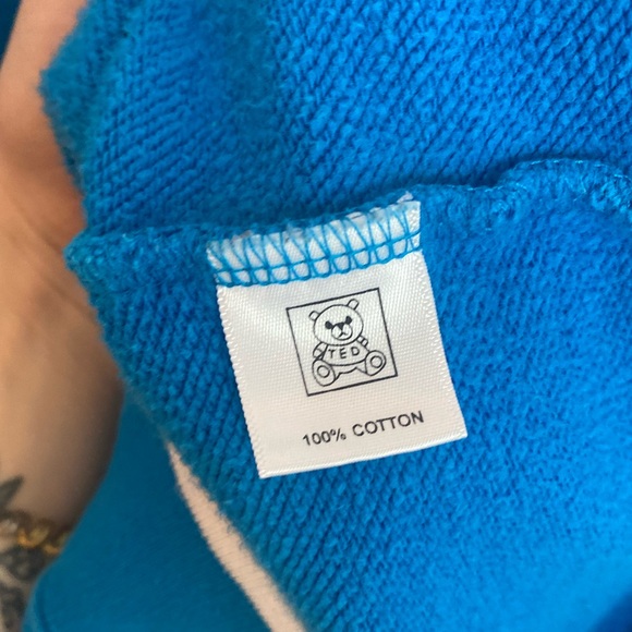 Teddy Fresh | men’s medium Love Flower Blue Raglan Crewneck Sweatshirt - Picture 6 of 7